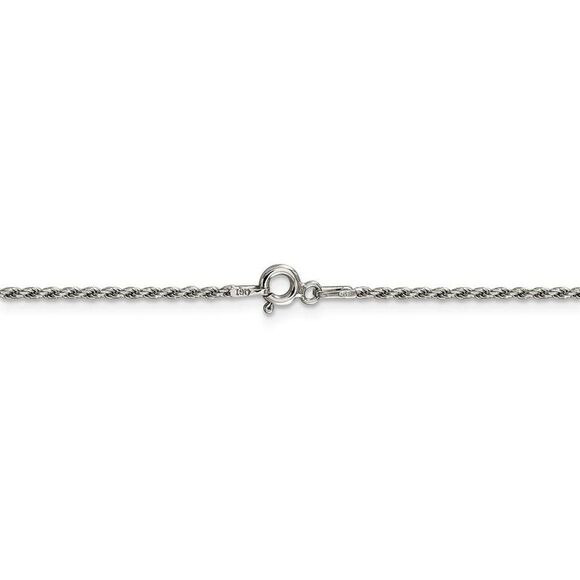 1.5mm Rhodium Plated S.Silver Solid D/C Rope Chain Necklace, 18 Inch - Picture 3 of 7